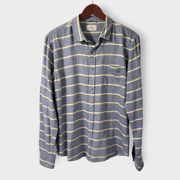 Marine Layer Other - Marine Layer Alemany Mens Casual Button Up Shirt Gray Yellow Stripe Sz Medium